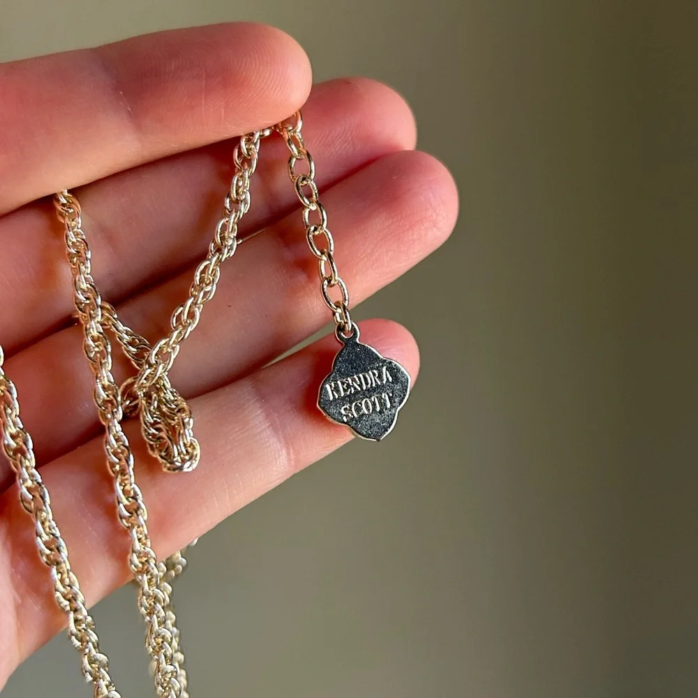 Kendra Scott Rayne Gold Pendant Fringe Necklace Crackle - Picture 4 of 4